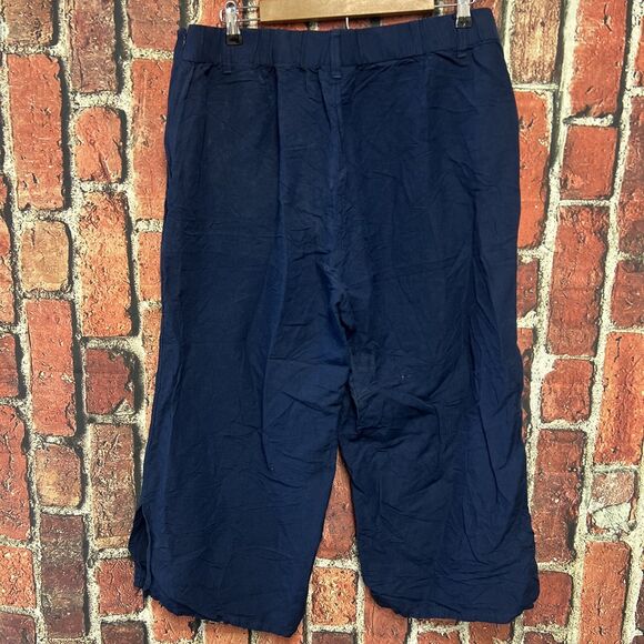 J Jill Pure Women Plus 1X Pant Linen Navy Blue Lightweight Stretch - Picture 3 of 3